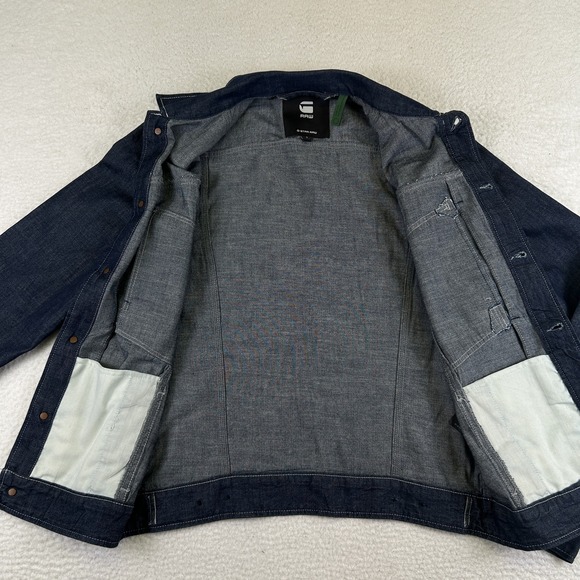 G-Star RAW Scutar Slim Jacket Mens Small Blue Denim Sustainable Workwear Button - Picture 6 of 16